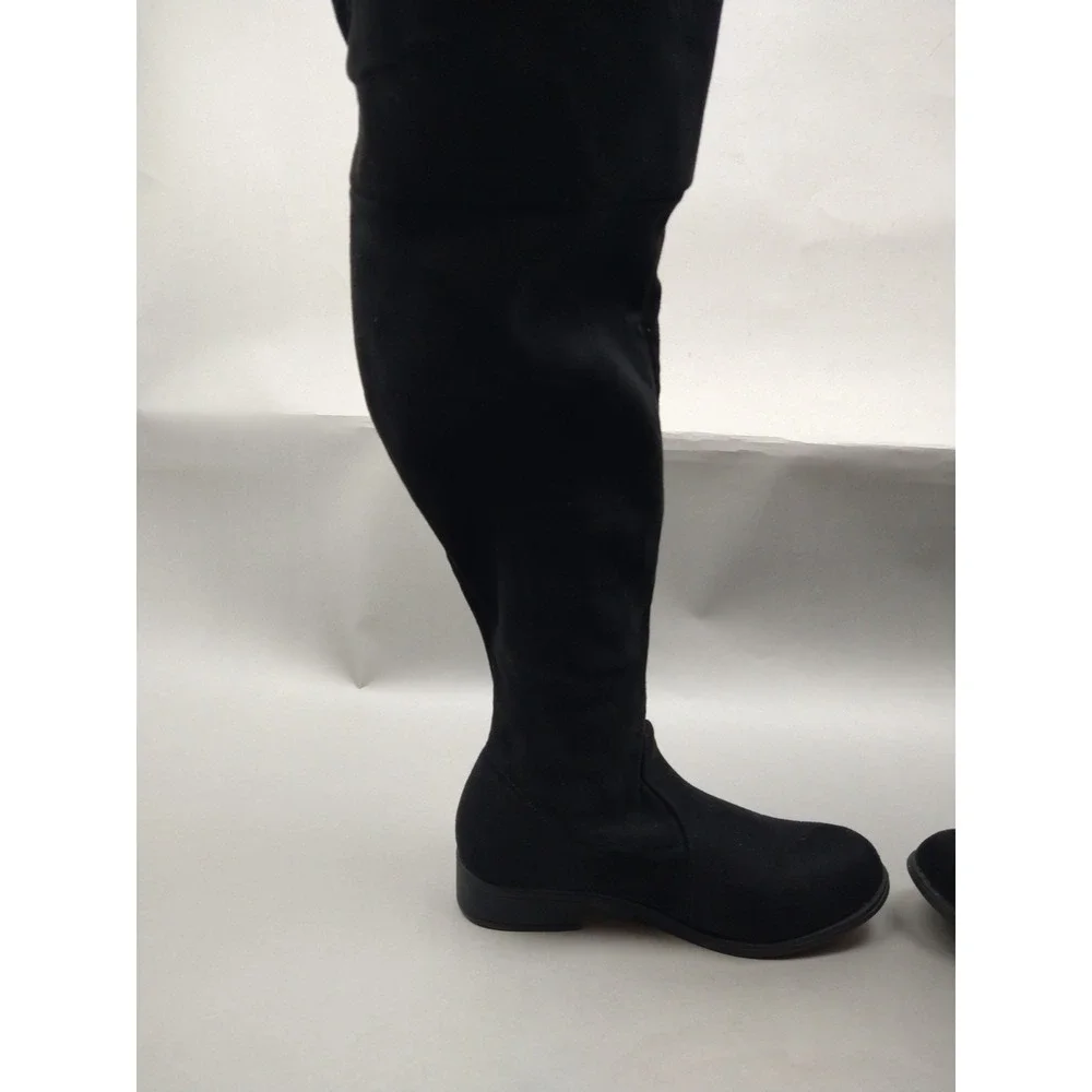 Rue 21 Black Over The Knee Women's‎ 6 Tie Fashion Boots Faux Suede Pull On